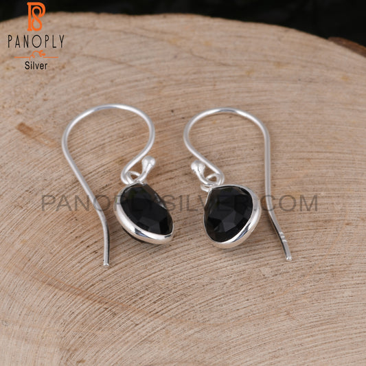 Black Onyx Pear Shape 925 Sterling Silver Graduation Earrings