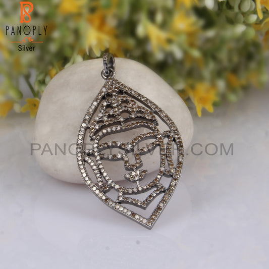 Buddha Shape Diamond 925 Sterling Silver Pendant