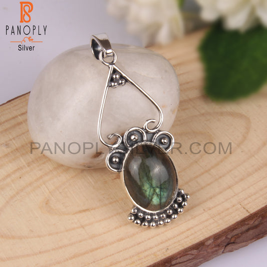 Labradorite Oval Shape 925 Sterling Silver Bohemian Pendant