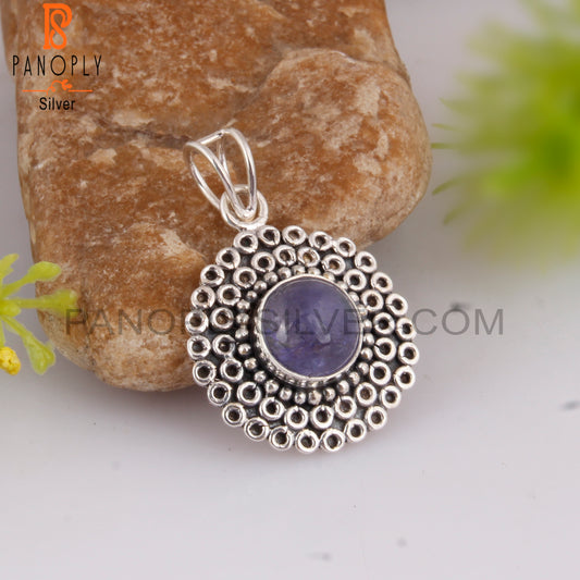 Tanzanite Round Shape 925 Sterling Silver Pendant