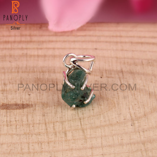 Emerald Rough 925 Sterling Silver Pendant