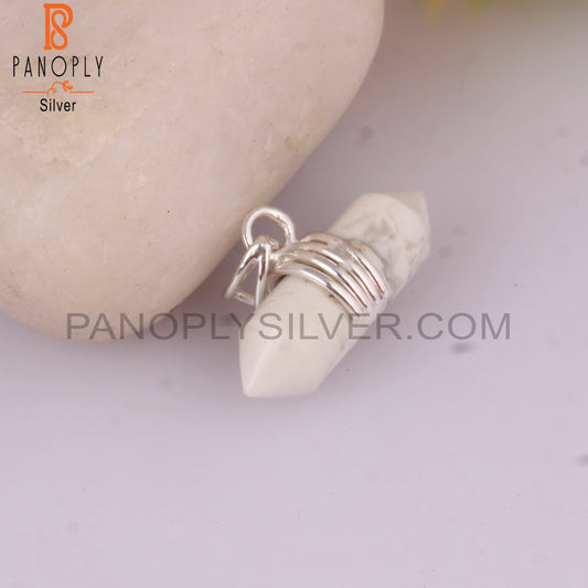 Howlite Pencil Shape 925 Sterling Silver Pendant