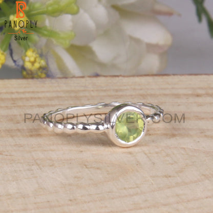 Classic Peridot Round 925 Sterling Silver Cute Ring