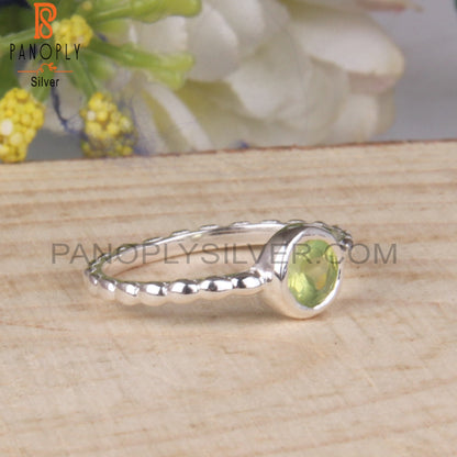 Classic Peridot Round 925 Sterling Silver Cute Ring