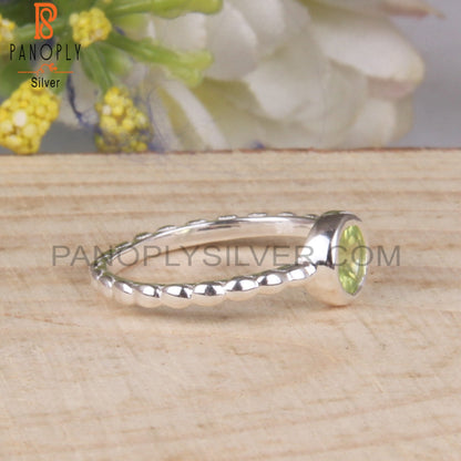 Classic Peridot Round 925 Sterling Silver Cute Ring