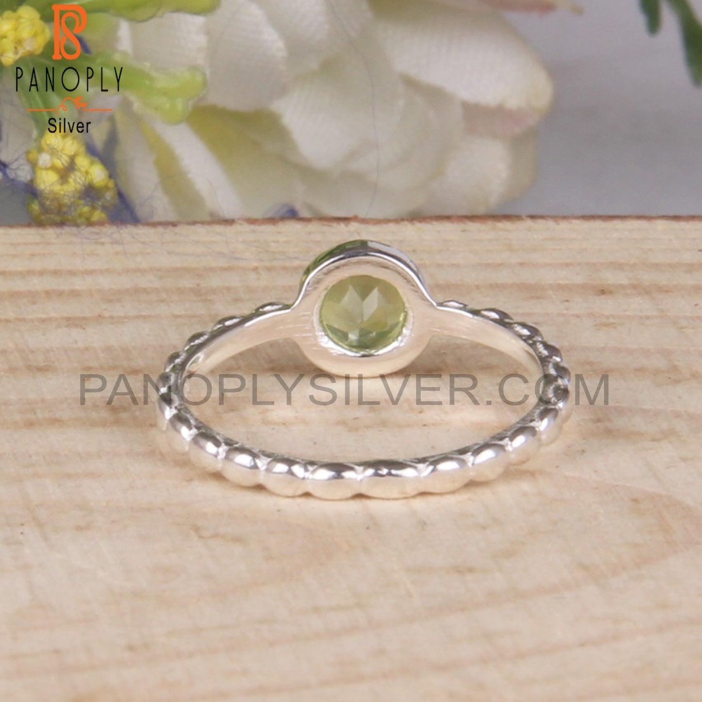 Classic Peridot Round 925 Sterling Silver Cute Ring