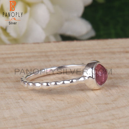 Pink Tourmaline Round 925 Sterling Silver Statement Ring