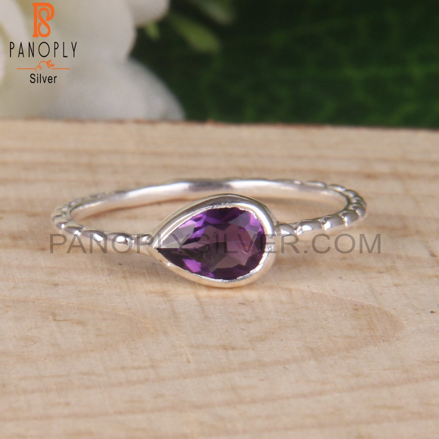 Amethyst Pear 925 Party Ring