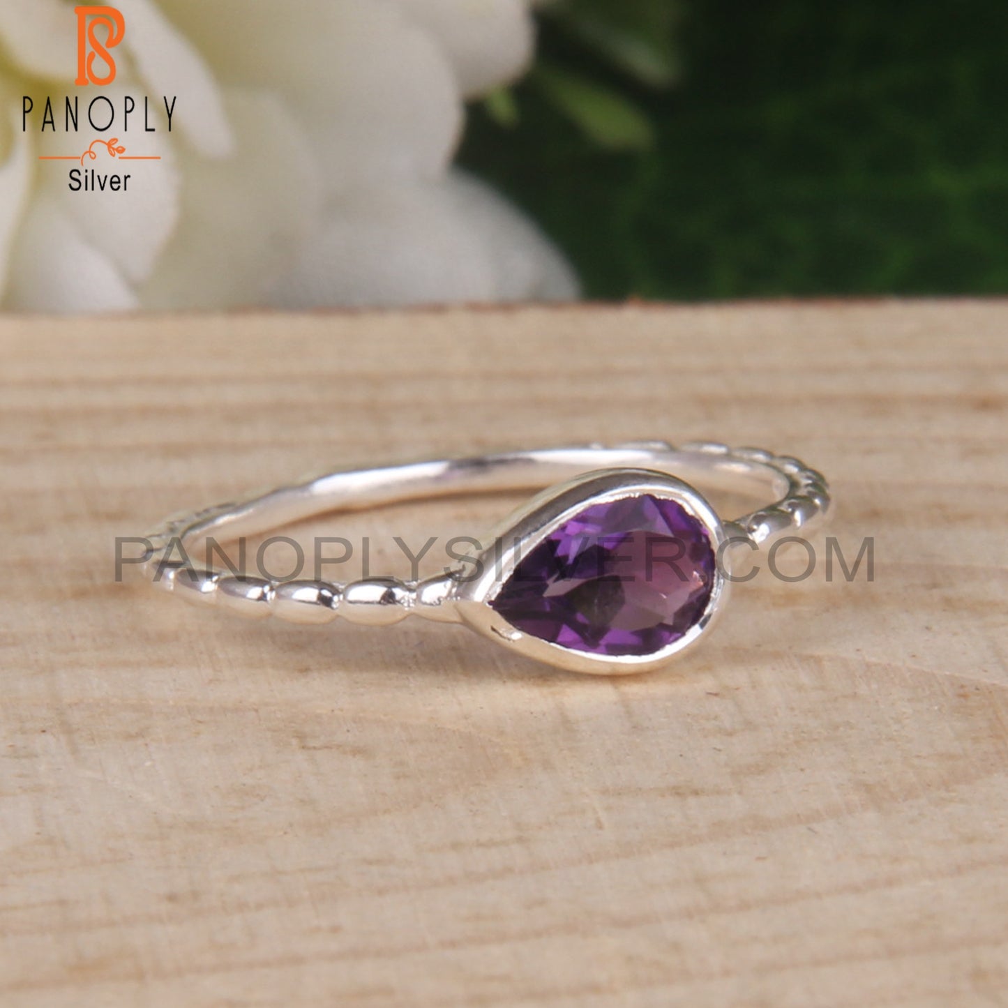 Amethyst Pear 925 Party Ring