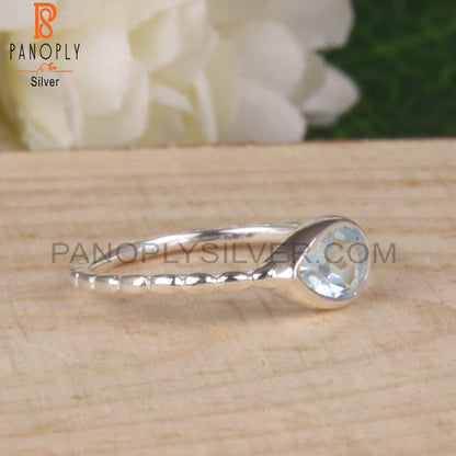 Attractive Pear 925 Sterling Silver Blue Topaz Ring