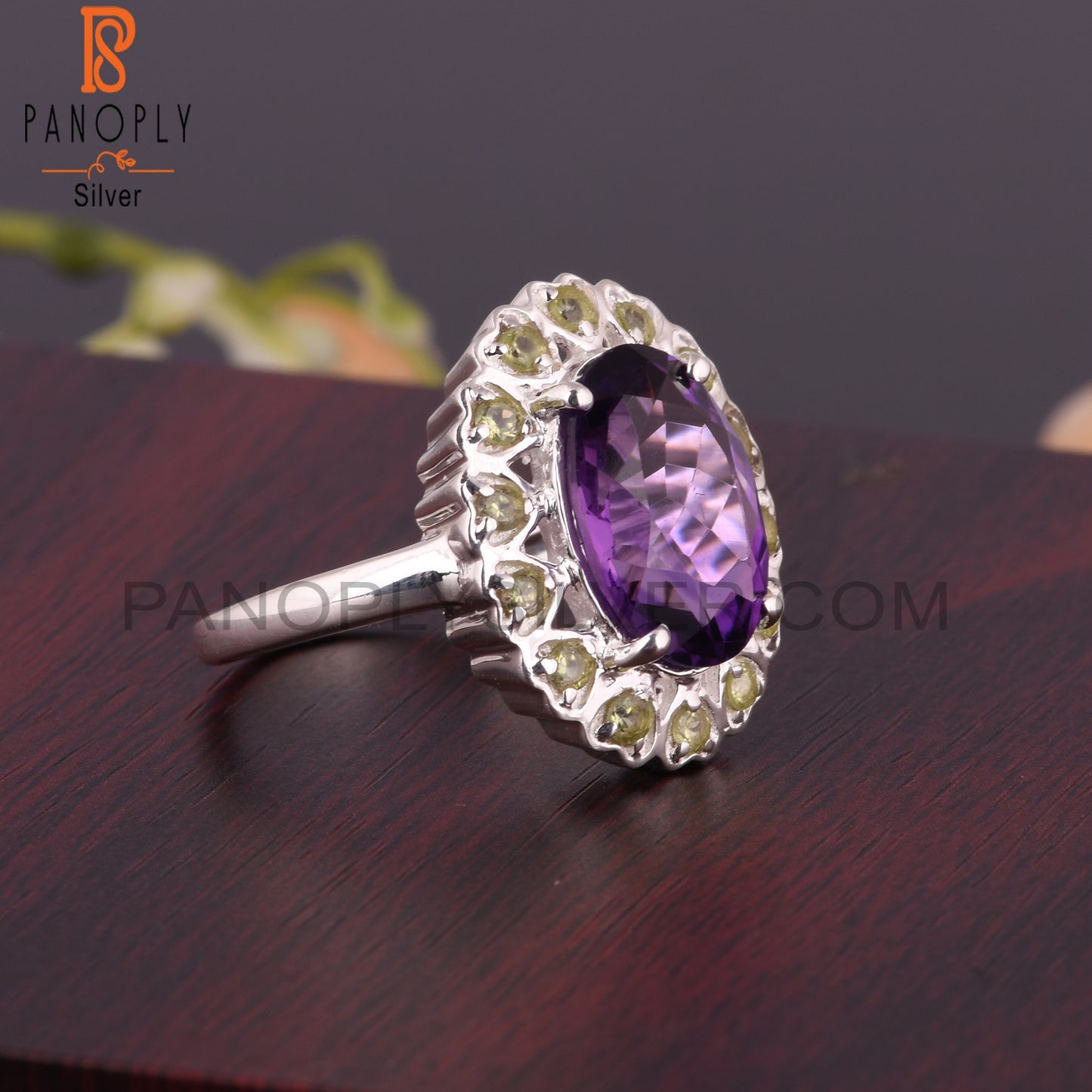 Amethyst & Peridot Multistone 925 Sterling Silver Ring