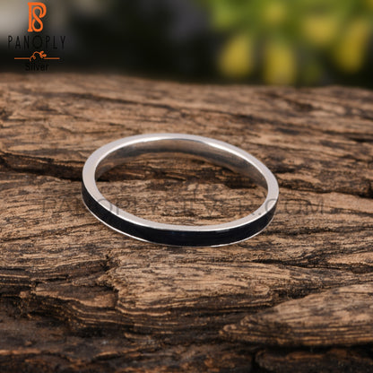 Black Enamel 925 Sterling Silver Ring