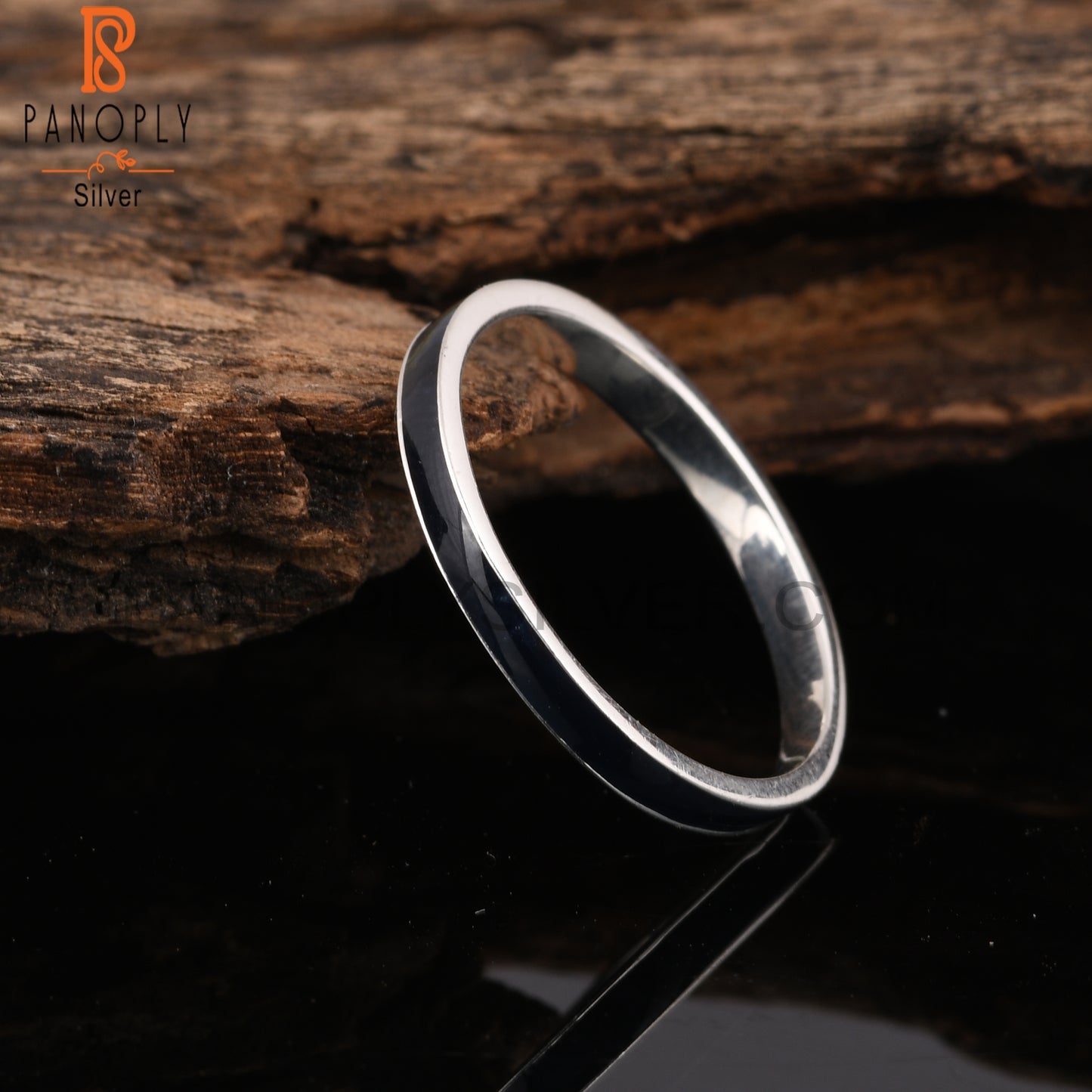 Black Enamel 925 Sterling Silver Ring