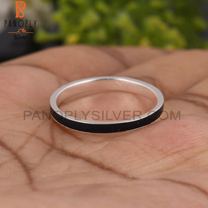 Black Enamel 925 Sterling Silver Ring