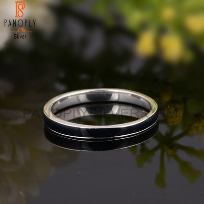 Black Enamel 925 Sterling Silver Ring