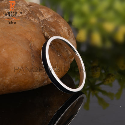 Black Enamel 925 Sterling Silver Ring