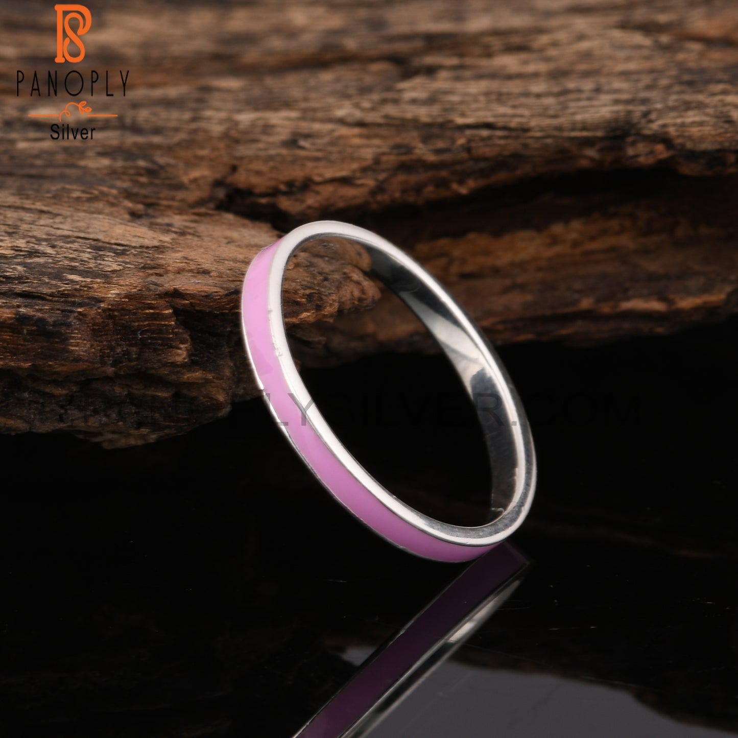 Pink Enamel 925 Sterling Silver Ring