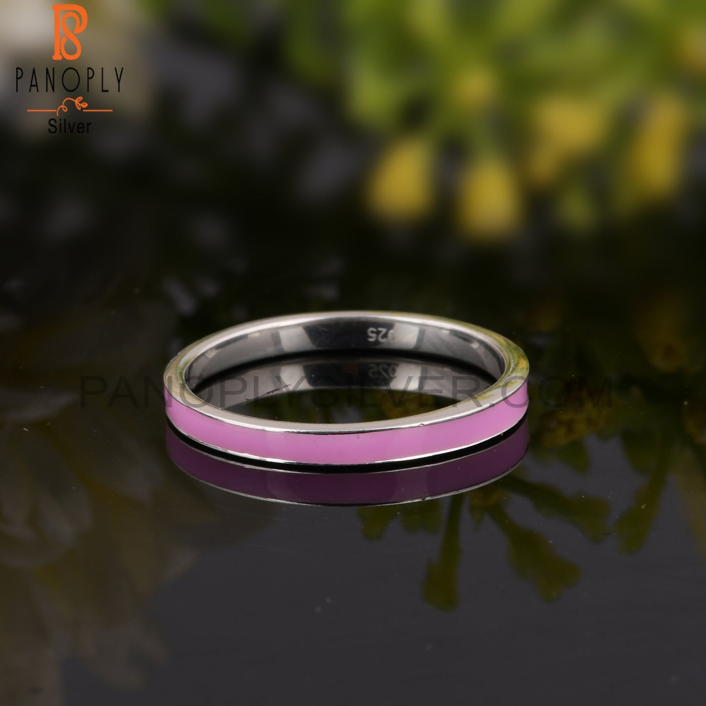 Pink Enamel 925 Sterling Silver Ring