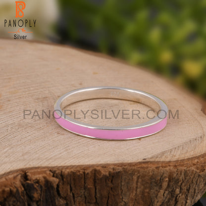 Pink Enamel 925 Sterling Silver Ring