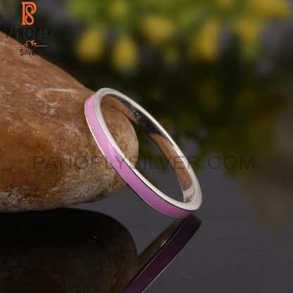 Pink Enamel 925 Sterling Silver Ring