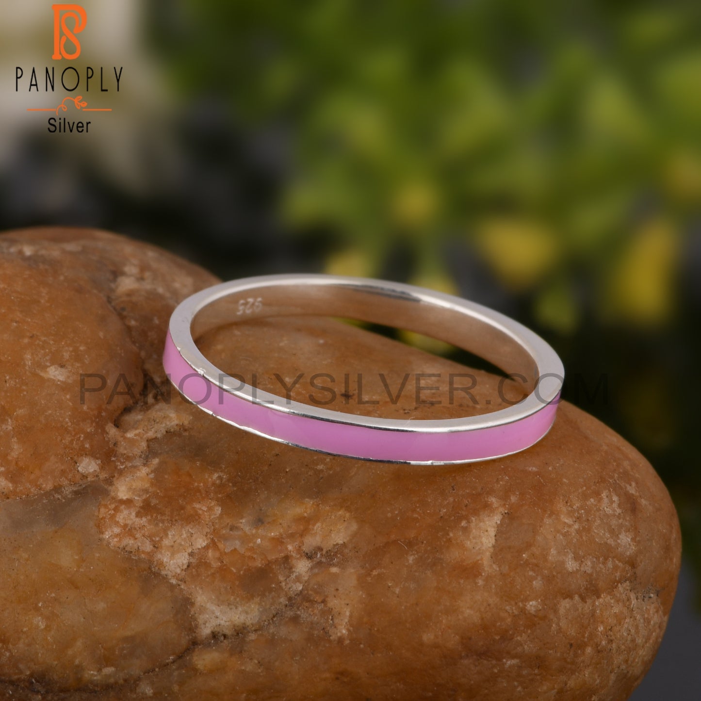 Pink Enamel 925 Sterling Silver Ring