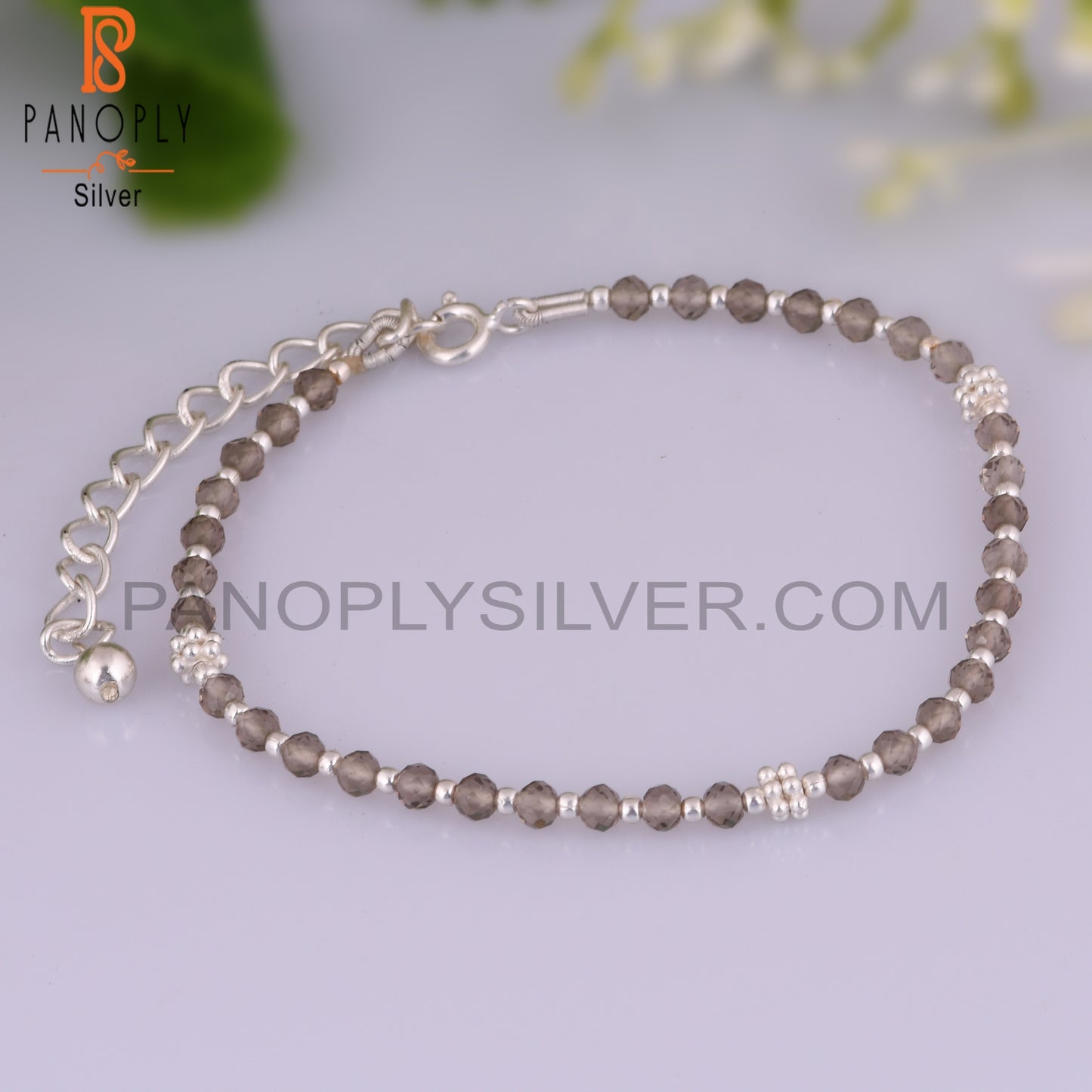 Smoky Round Shape 925 Sterling Silver Bracelet