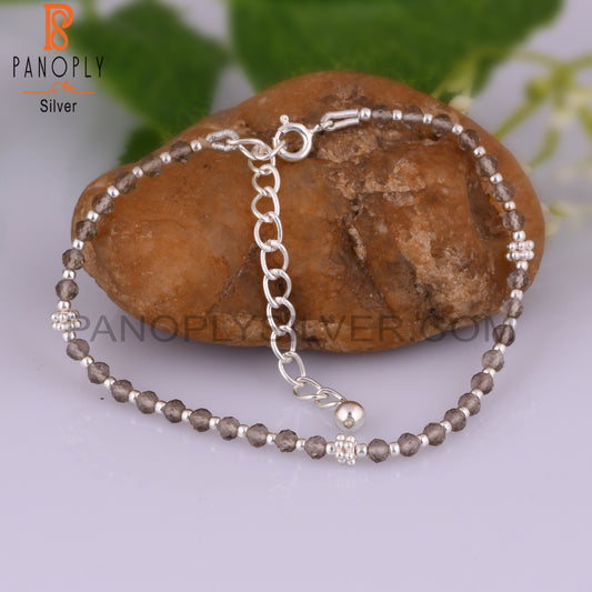 Smoky Round Shape 925 Sterling Silver Bracelet