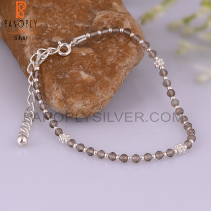 Smoky Round Shape 925 Sterling Silver Bracelet