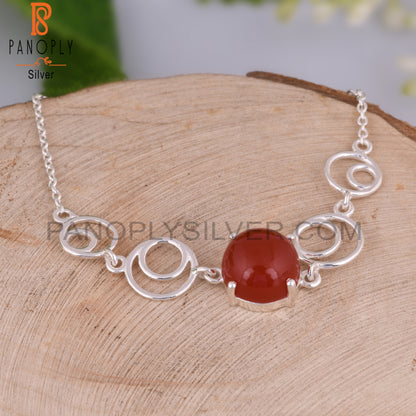 Aesthetic Red Onyx Round Shape Sterling Silver Bracelet