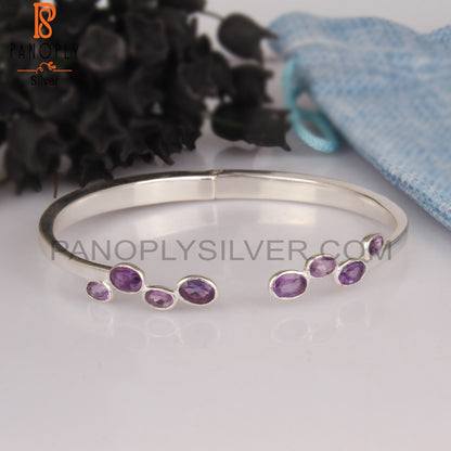 Amethyst Oval 925 Sterling Silver Cuff Bangle