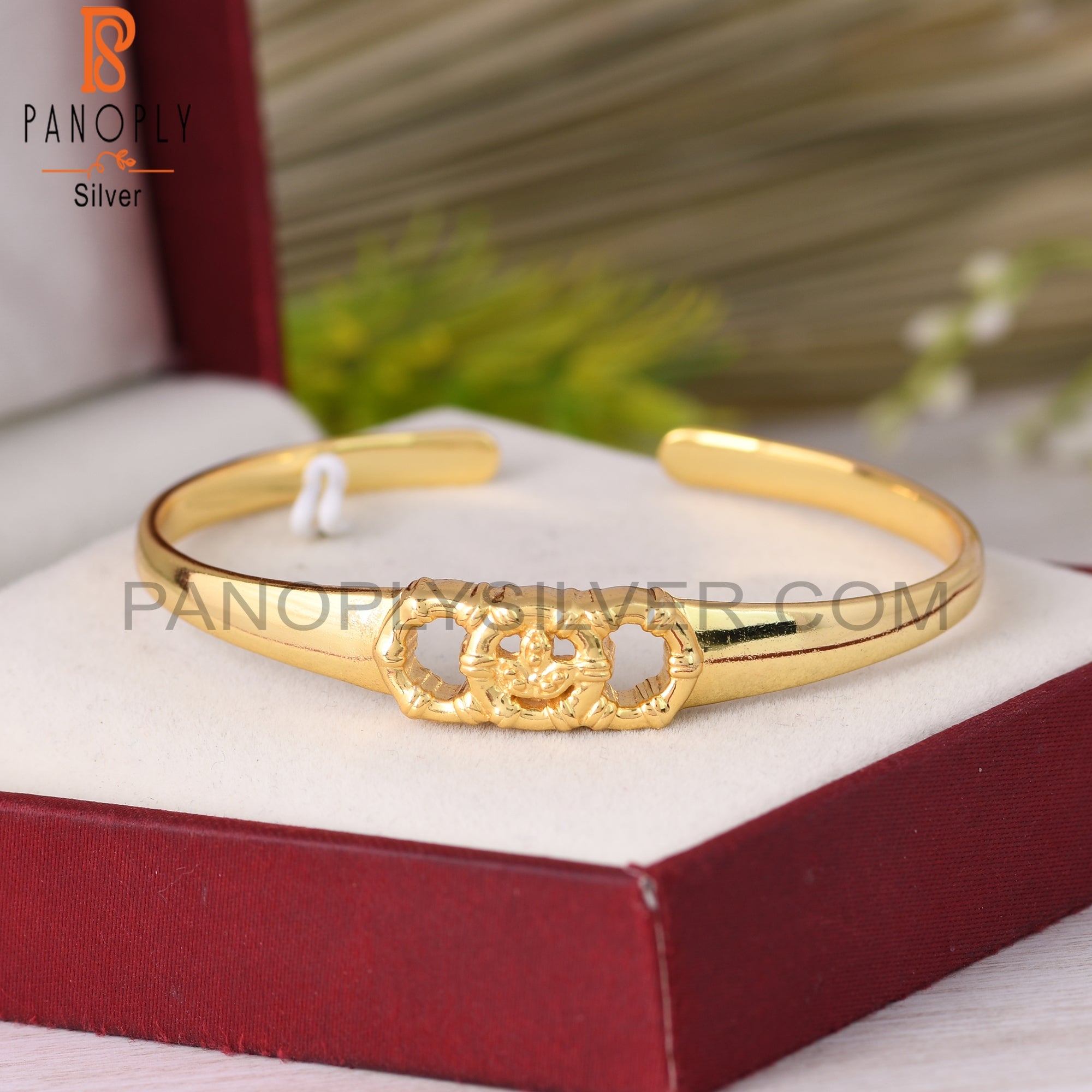 18K Gold 925 Sterling Silver Smiley Bangle