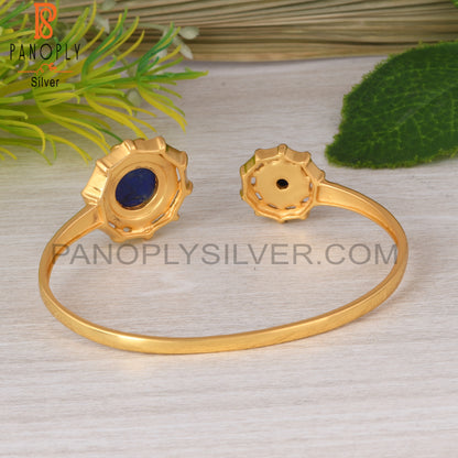 Lapis Round 925 Sterling Silver Adjustable Bracelet