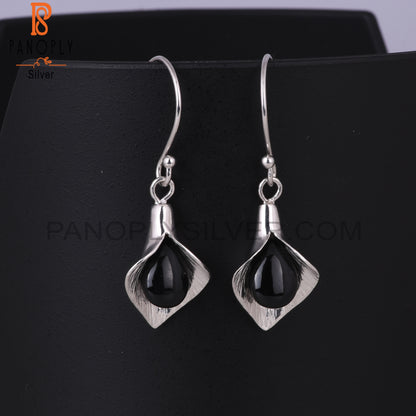 Black Onyx Pear Shape 925 Sterling Silver Earrings