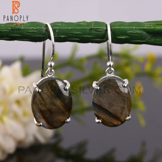 Labradorite Oval Shape 925 Sterling Silve Earrings