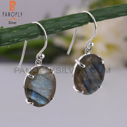 Labradorite Oval Shape 925 Sterling Silve Earrings