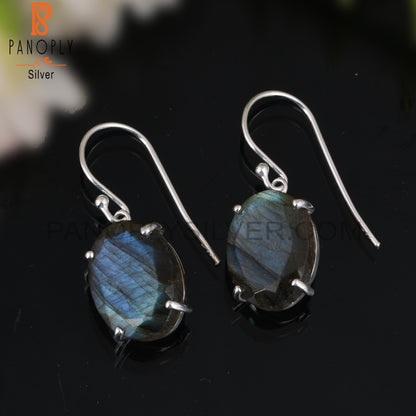 Labradorite Oval Shape 925 Sterling Silve Earrings