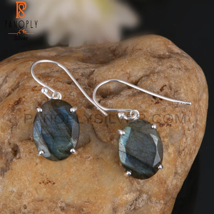 Labradorite Oval Shape 925 Sterling Silve Earrings