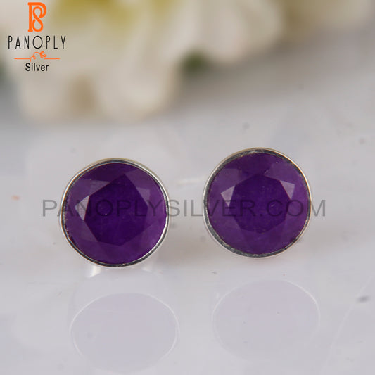 Aventurine Amethyst Quartz 925 Silver Stud Earrings