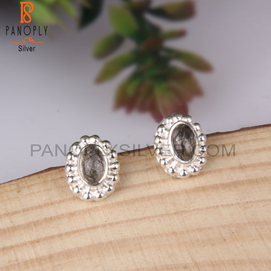 Aesthetic Black Rutile 925 Stamp Sterling Silver Earrings