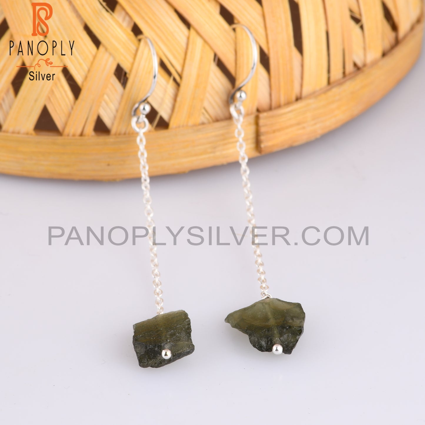 Lightweight Moldavite 925 Sterling Silver Earrings