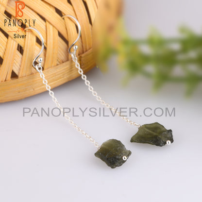 Lightweight Moldavite 925 Sterling Silver Earrings