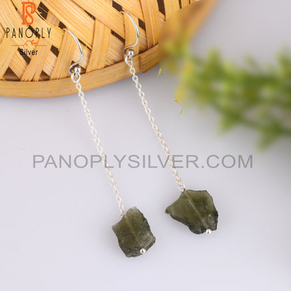 Lightweight Moldavite 925 Sterling Silver Earrings