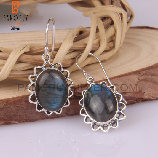 Labradorite 925 Sterling Silver Oval Shape Earrings