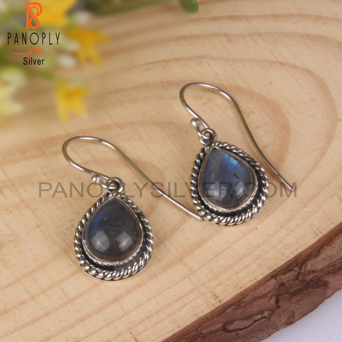 Labradorite Pear Shape 925 Sterling Silver Earrings