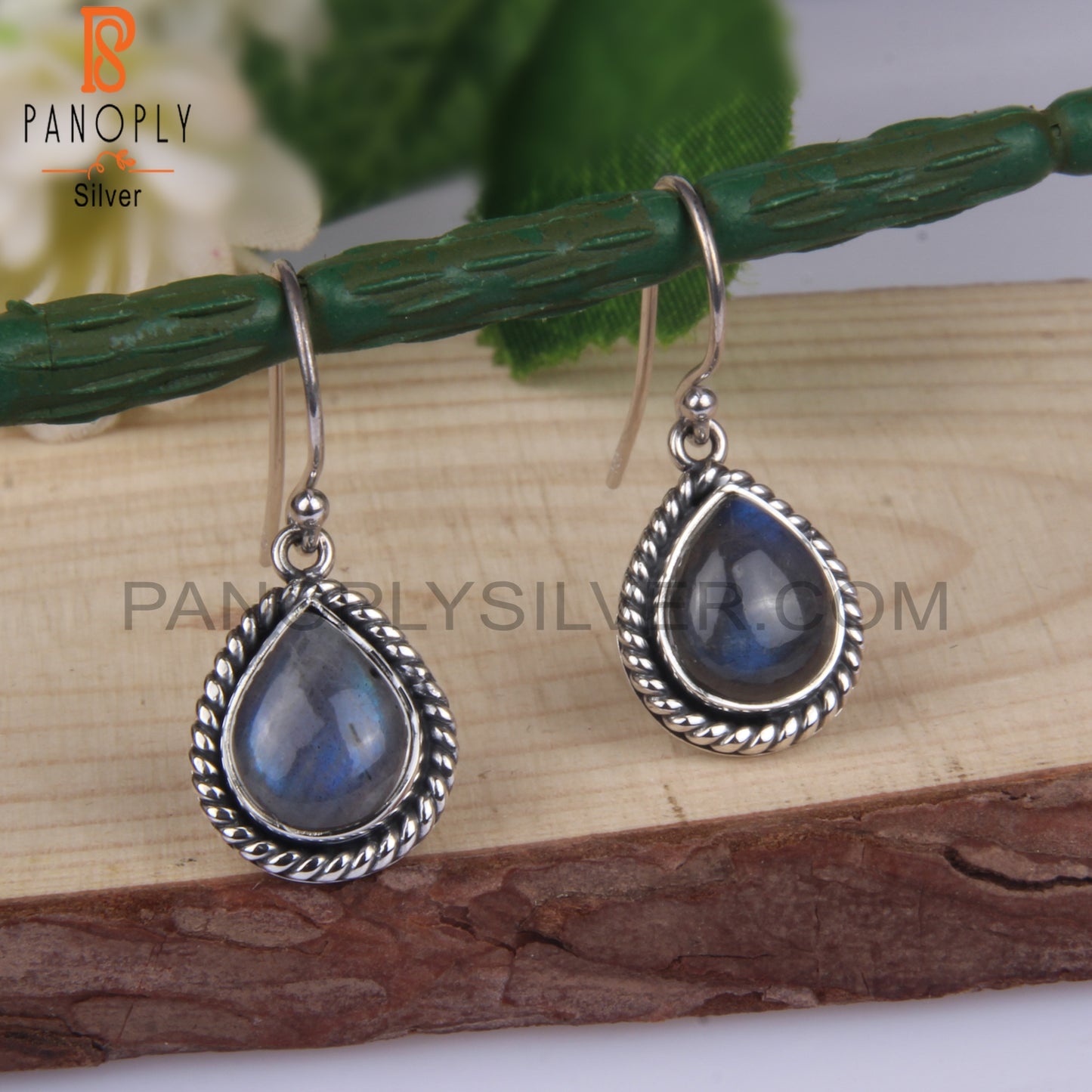 Labradorite Pear Shape 925 Sterling Silver Earrings