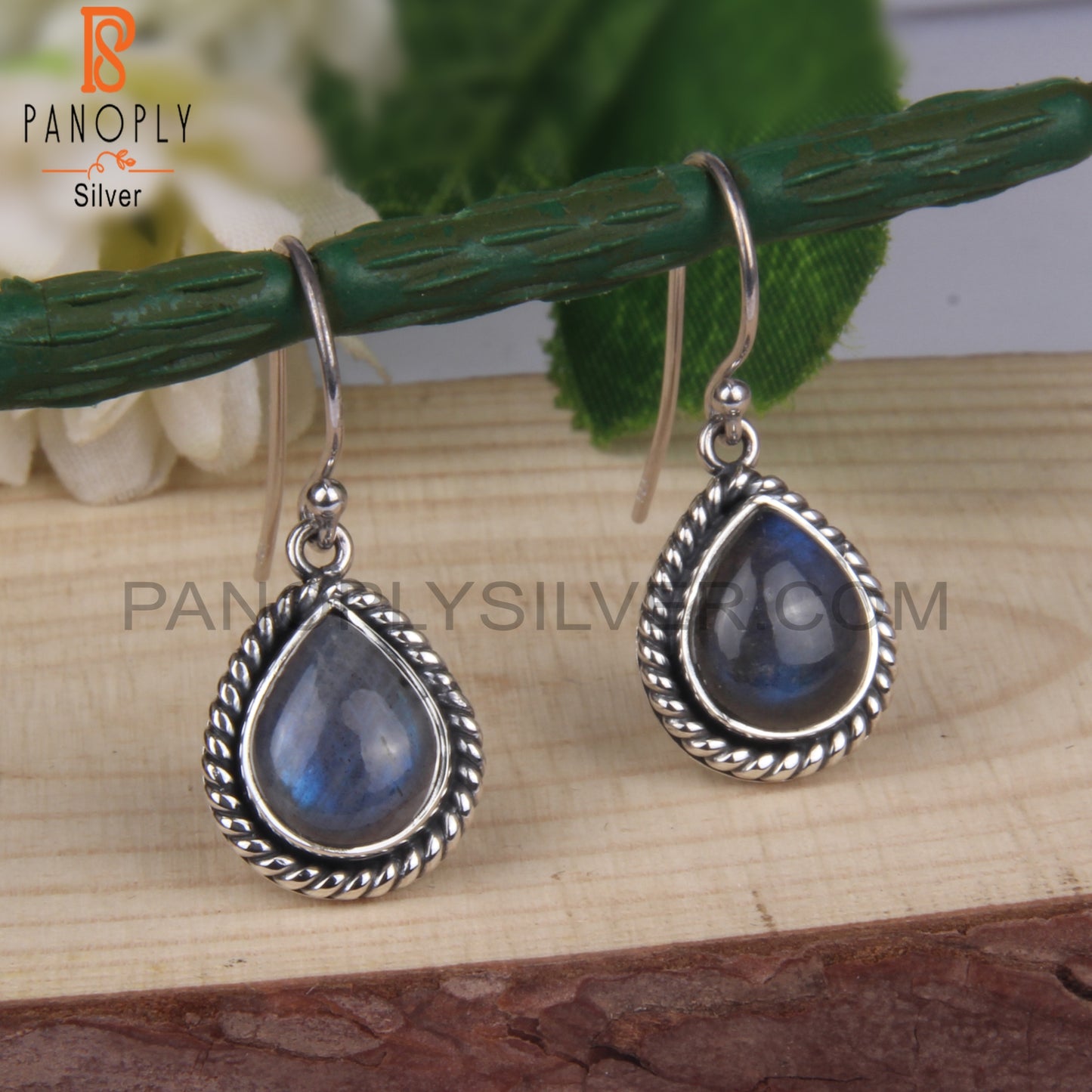 Labradorite Pear Shape 925 Sterling Silver Earrings