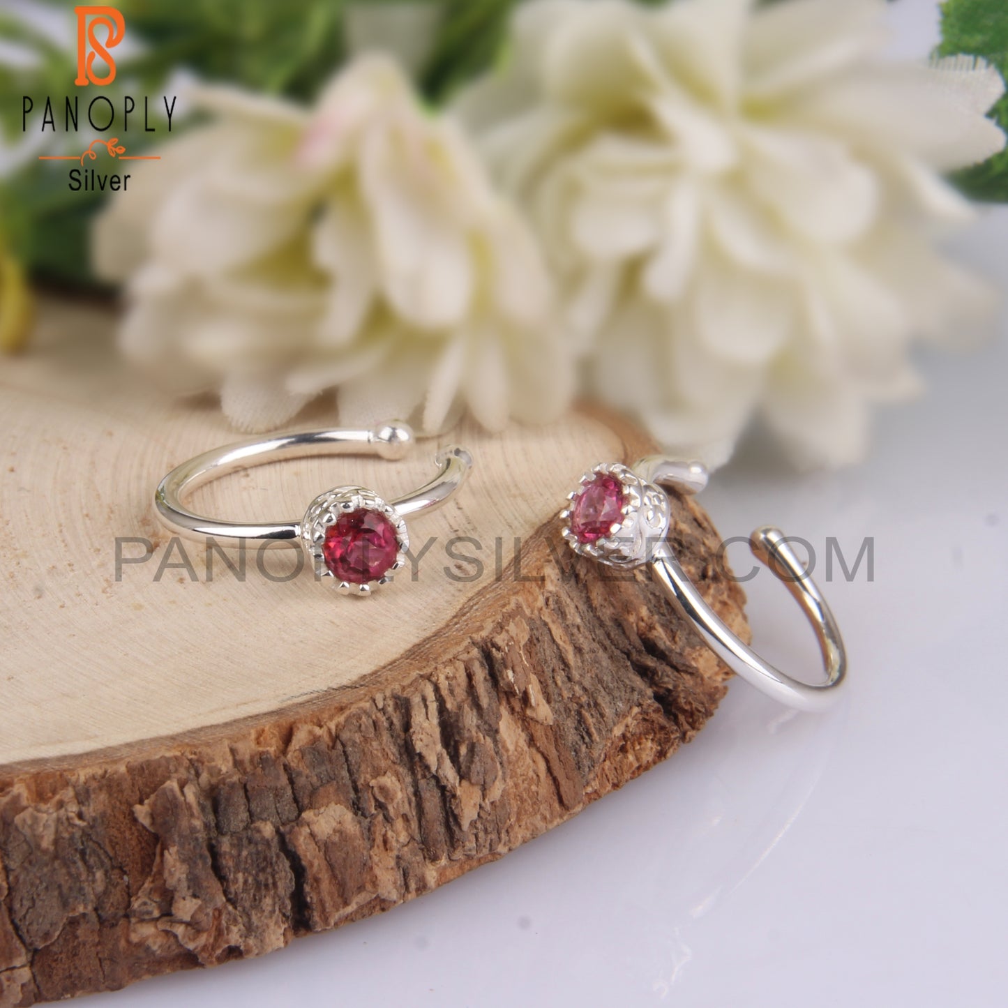 Pink Topaz 925 Sterling Silver Hoop Earrings