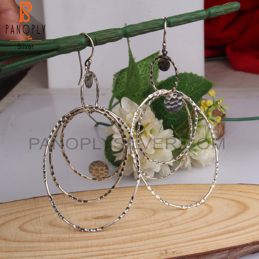 Oval 925 Sterling Silver Hoop Earwire Earrings