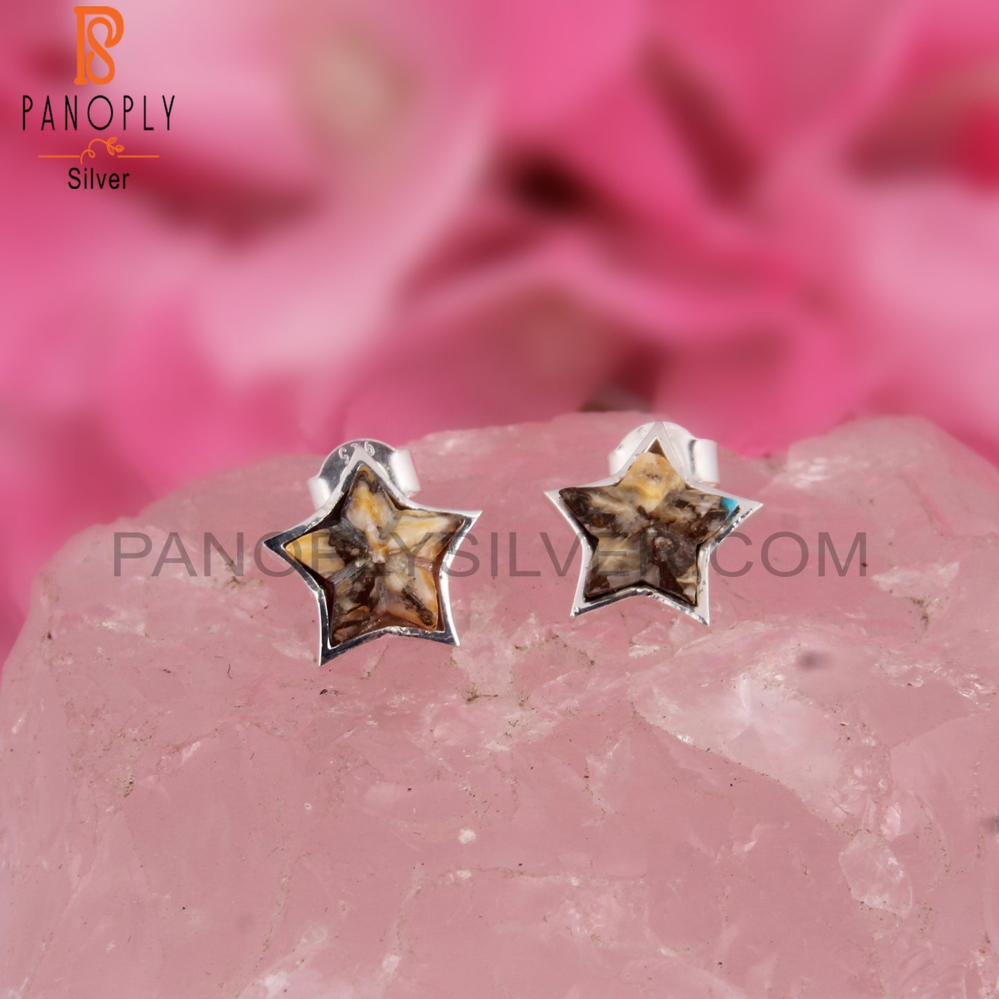 Mojave Copper Oyster Turquoise Star Silver Studs Earrings