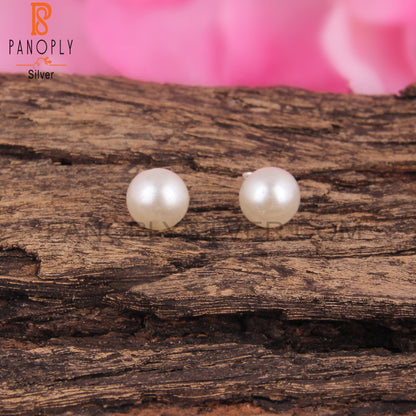 Stylish Pearl Round Shape 925 Silver Earrings